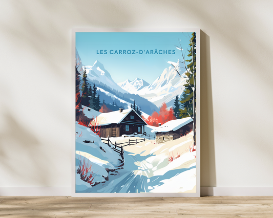 Les Carroz-d'Araches France Travel Poster Print - Pitchers Design