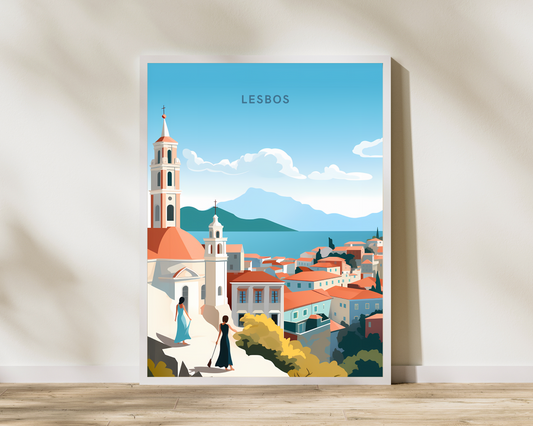 Lesbos Greece Travel Poster Print - Pitchers Design