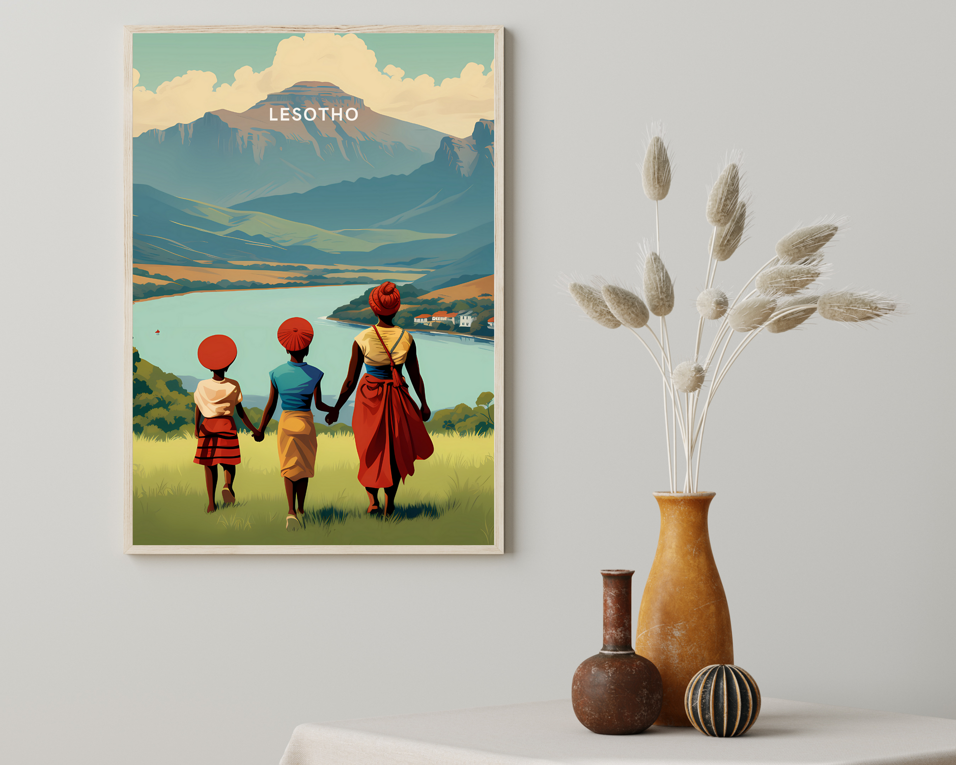 Lesotho Africa Travel Poster Print - Pitchers Design