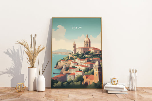 Lisbon Tagus River Portugal Travel Print Poster - Pitchers Design