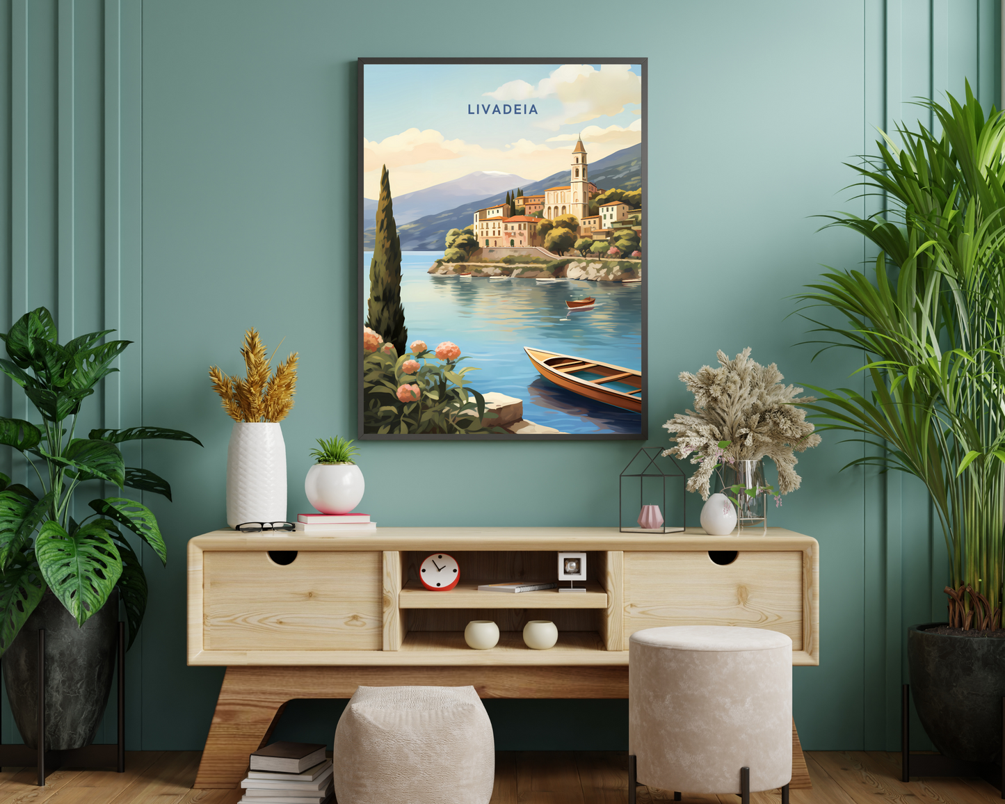 Livadeia Greece Travel Poster Print - Pitchers Design