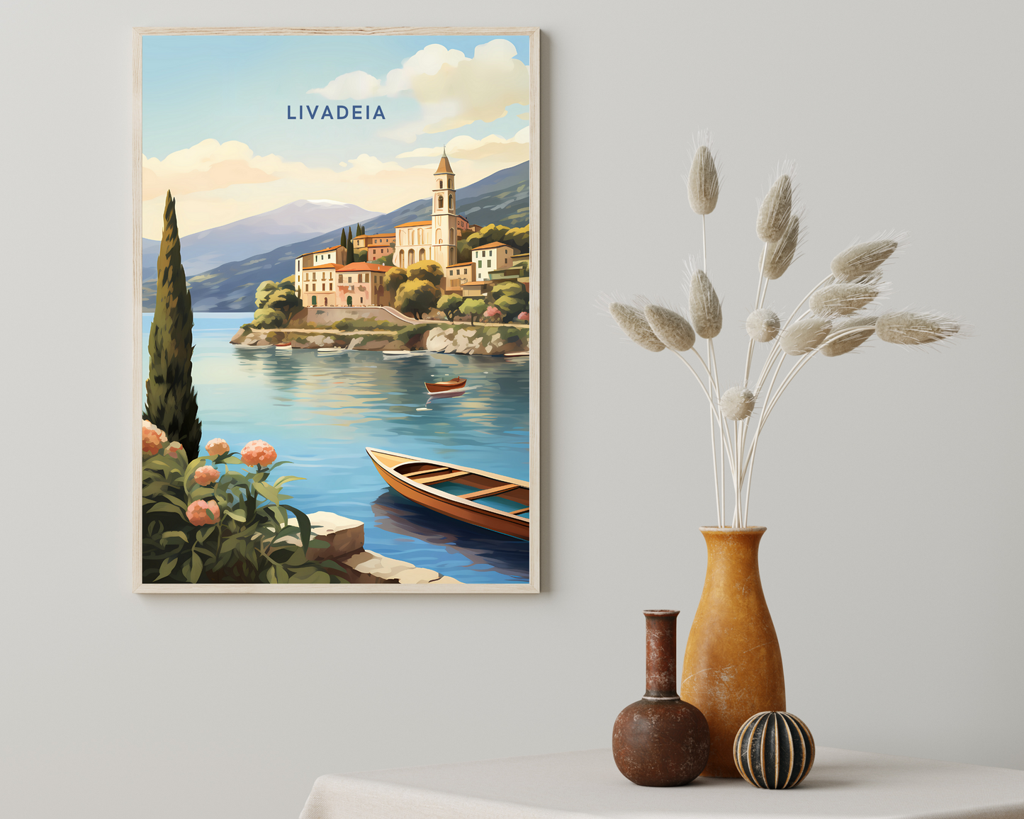 Livadeia Greece Travel Poster Print - Pitchers Design