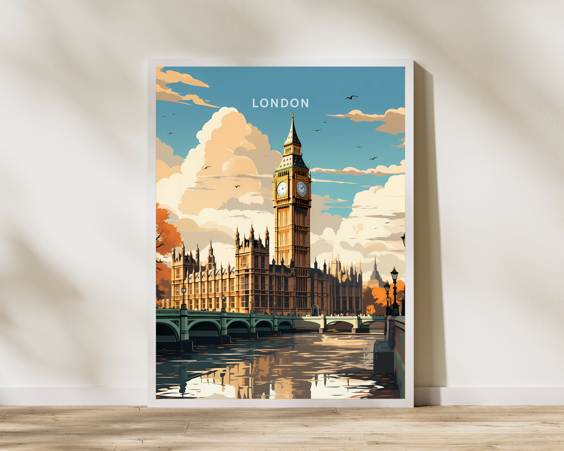 London Houses of Parliament England Travel Poster Print - Pitchers Design