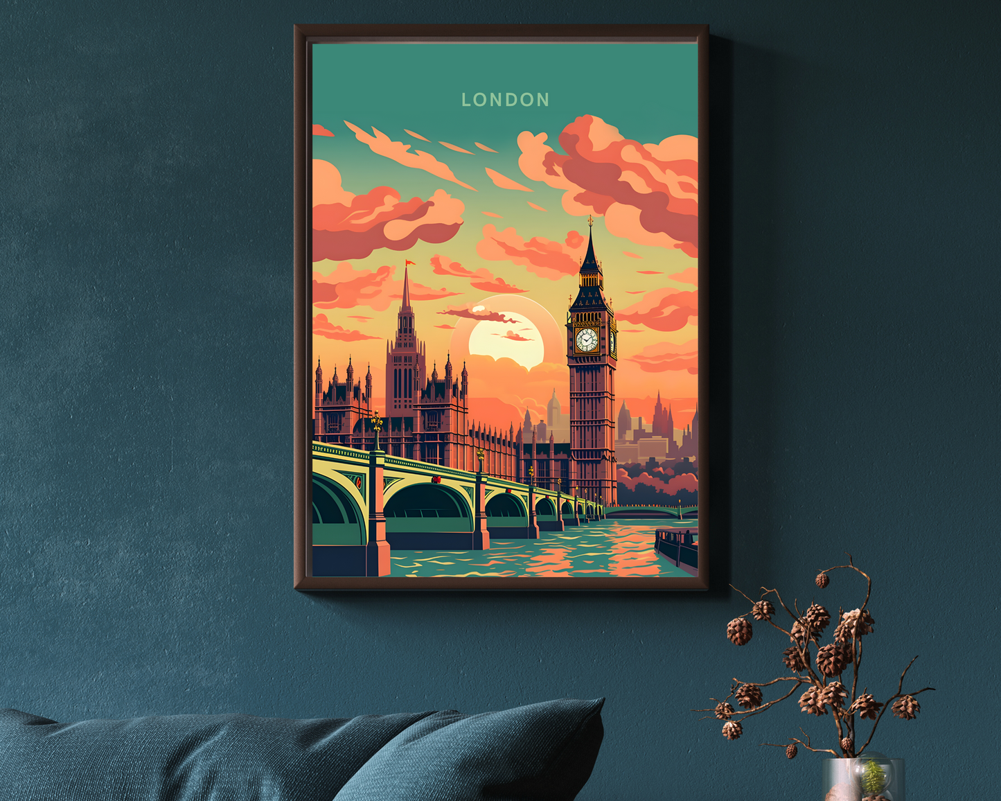 London England, UK Big Ben Travel Poster Print - Pitchers Design