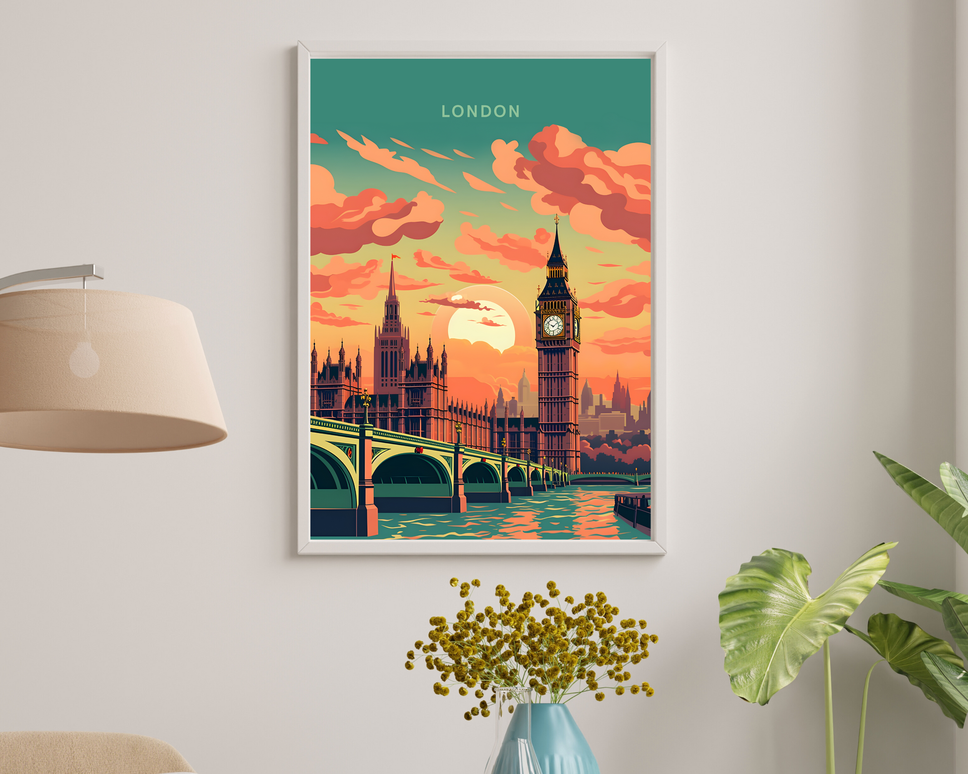 London England, UK Big Ben Travel Poster Print - Pitchers Design