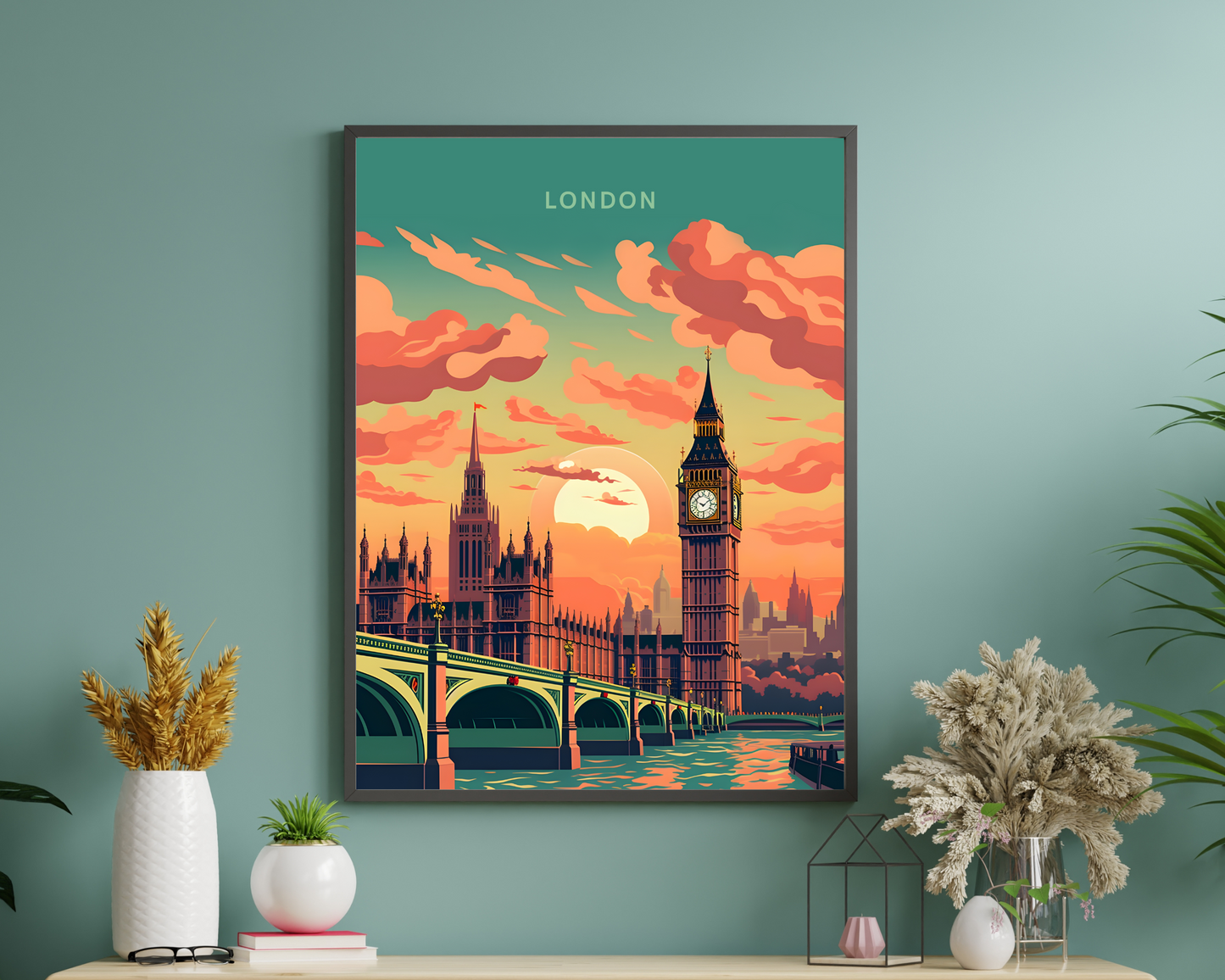 London England, UK Big Ben Travel Poster Print - Pitchers Design