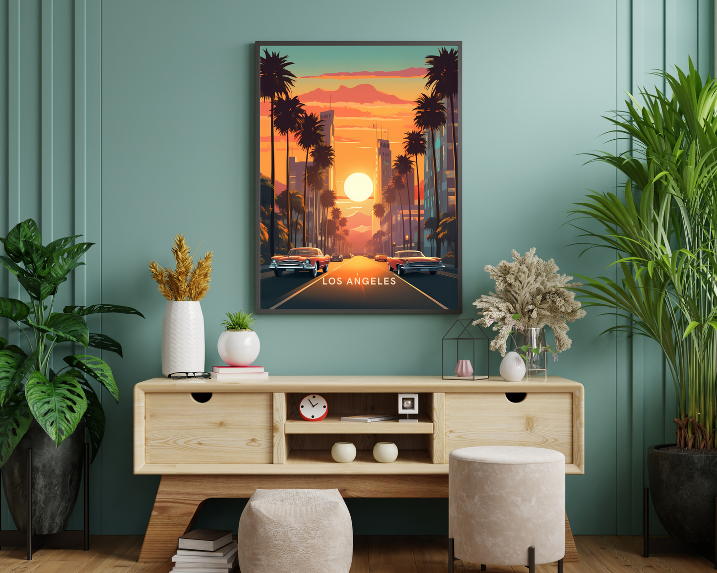 Los Angeles Sunset Strip USA Travel Poster Print - Pitchers Design