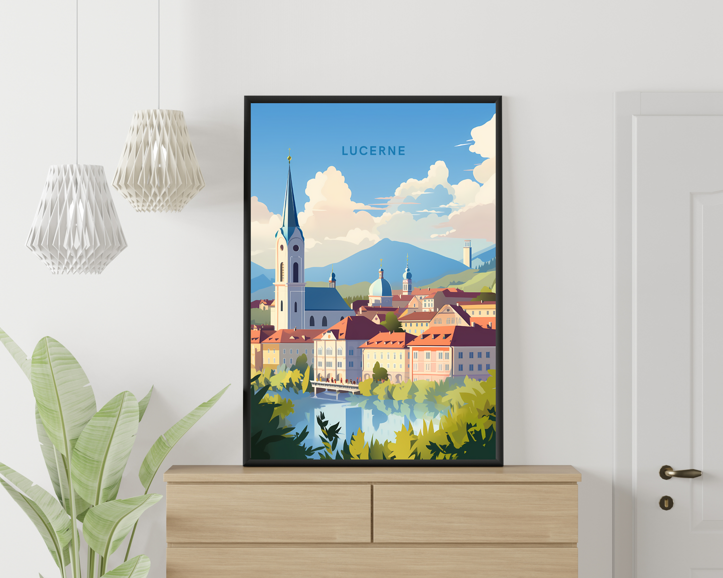 Lucerne Switzerland Travel Poster Print - Pitchers Design