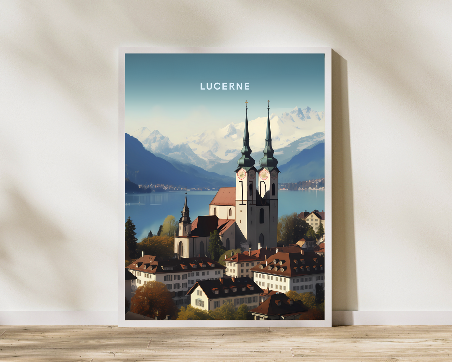 Lucerne Old Town Switzerland Travel Poster Print - Pitchers Design