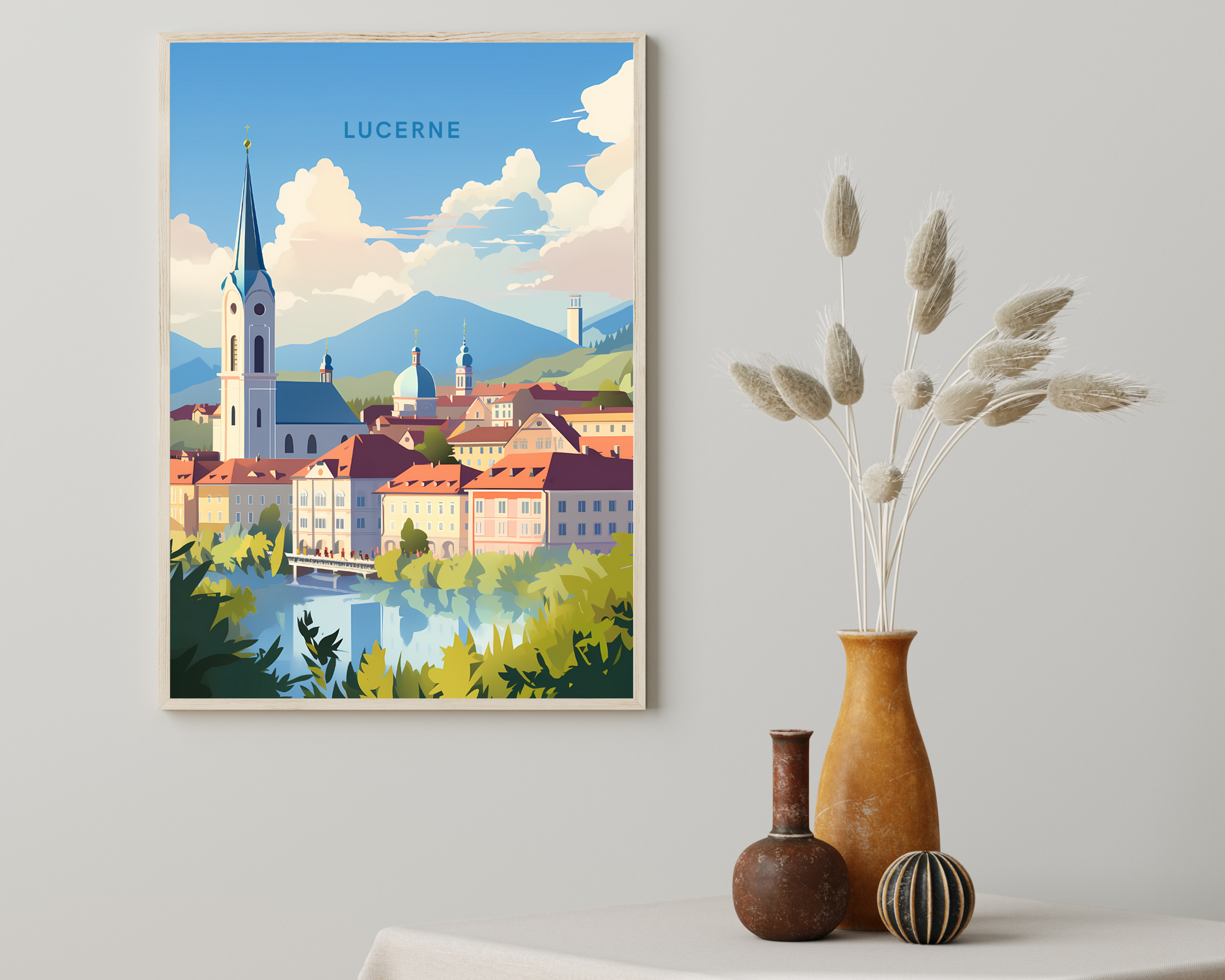 Lucerne Switzerland Travel Poster Print - Pitchers Design