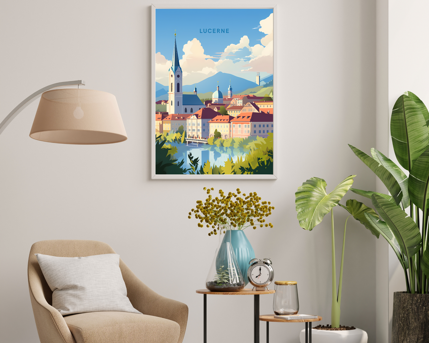 Lucerne Switzerland Travel Poster Print - Pitchers Design