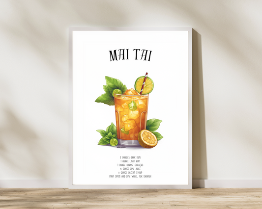 Mai Tai Cocktail Poster Print - Pitchers Design