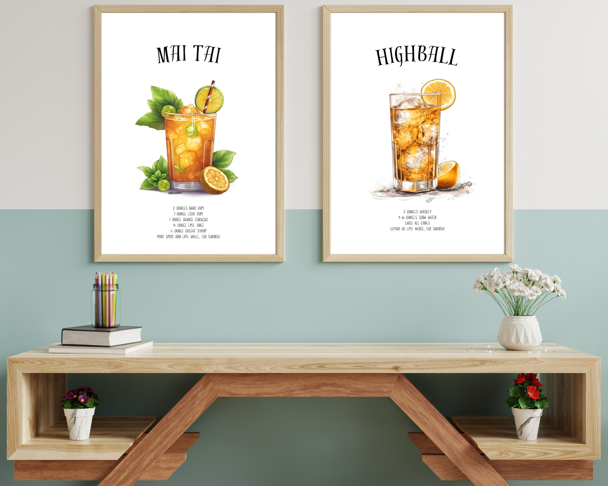 Whiskey Highball Cocktail Poster Print - Pitchers Design