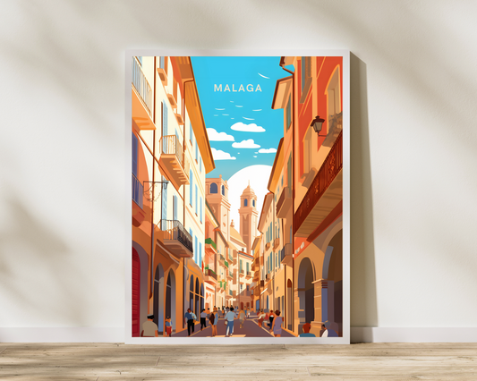 Malaga Spain Travel Poster Print - Pitchers Design