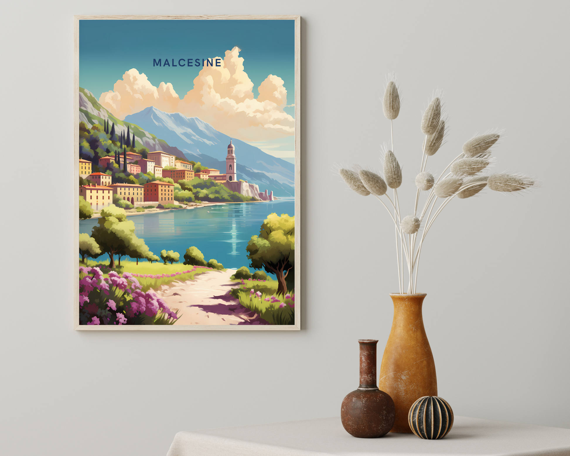 Malcesine Lake Garda Italy Travel Poster Print - Pitchers Design