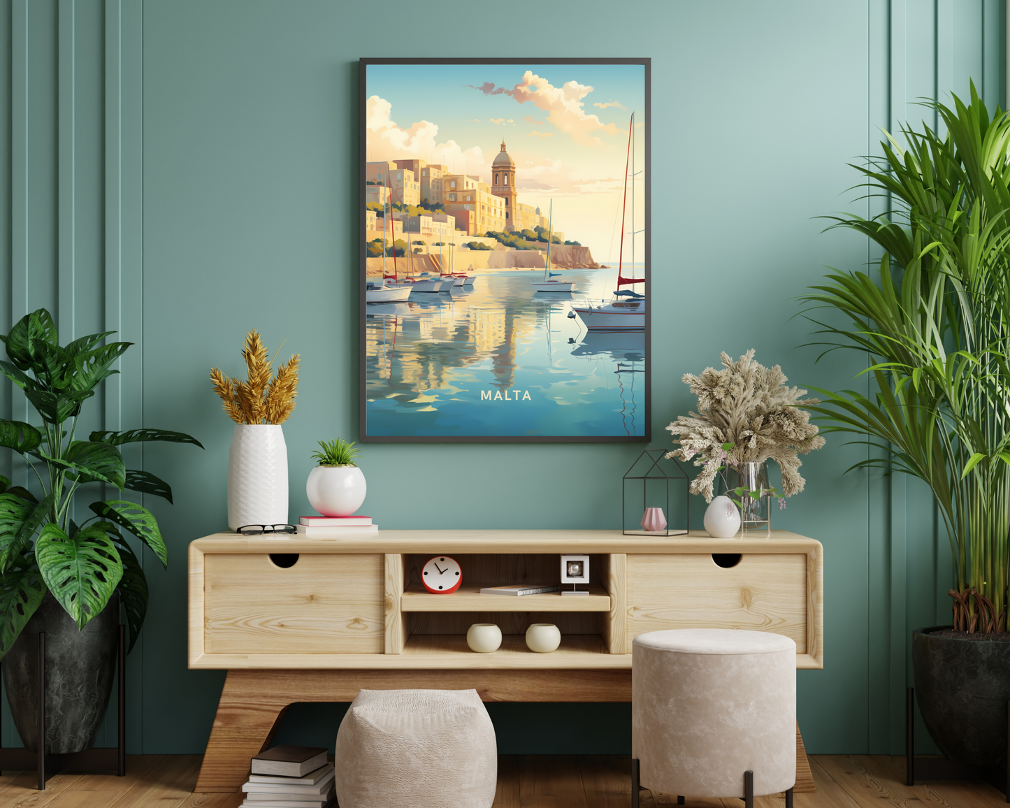 Malta Waterways Travel Poster Print - Pitchers Design