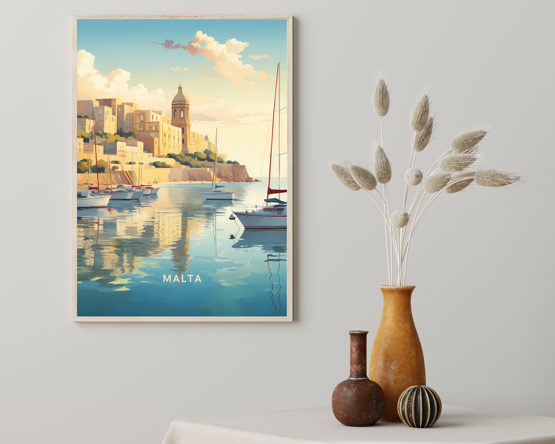 Malta Waterways Travel Poster Print - Pitchers Design