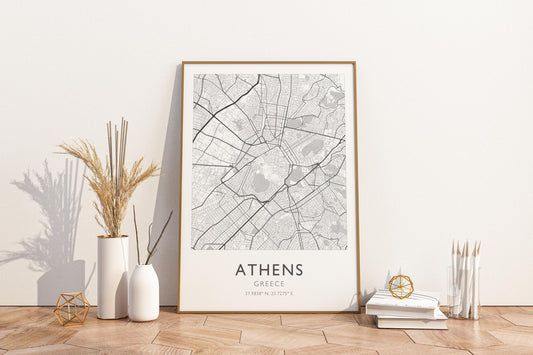 Athens Greece City Map Print Poster