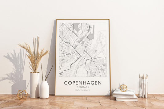 Copenhagen Denmark City Map Print Poster