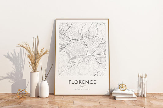 Florence Italy City Map Print Poster