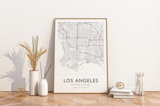 Los Angeles California USA City Map Print Poster