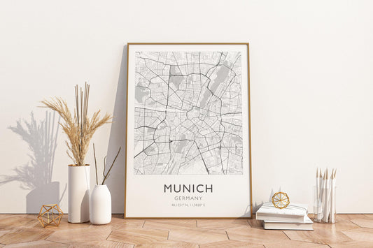 Munich Germany City Map Print Poster