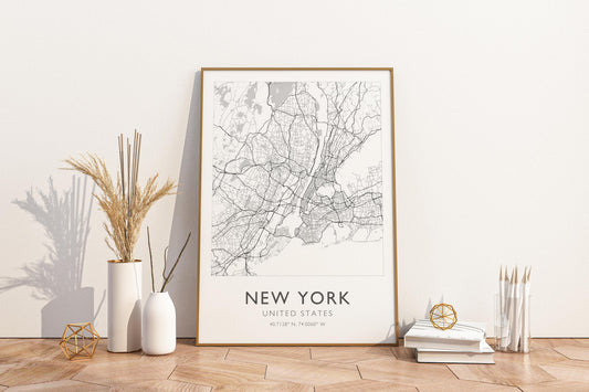 New York USA City Map Print Poster