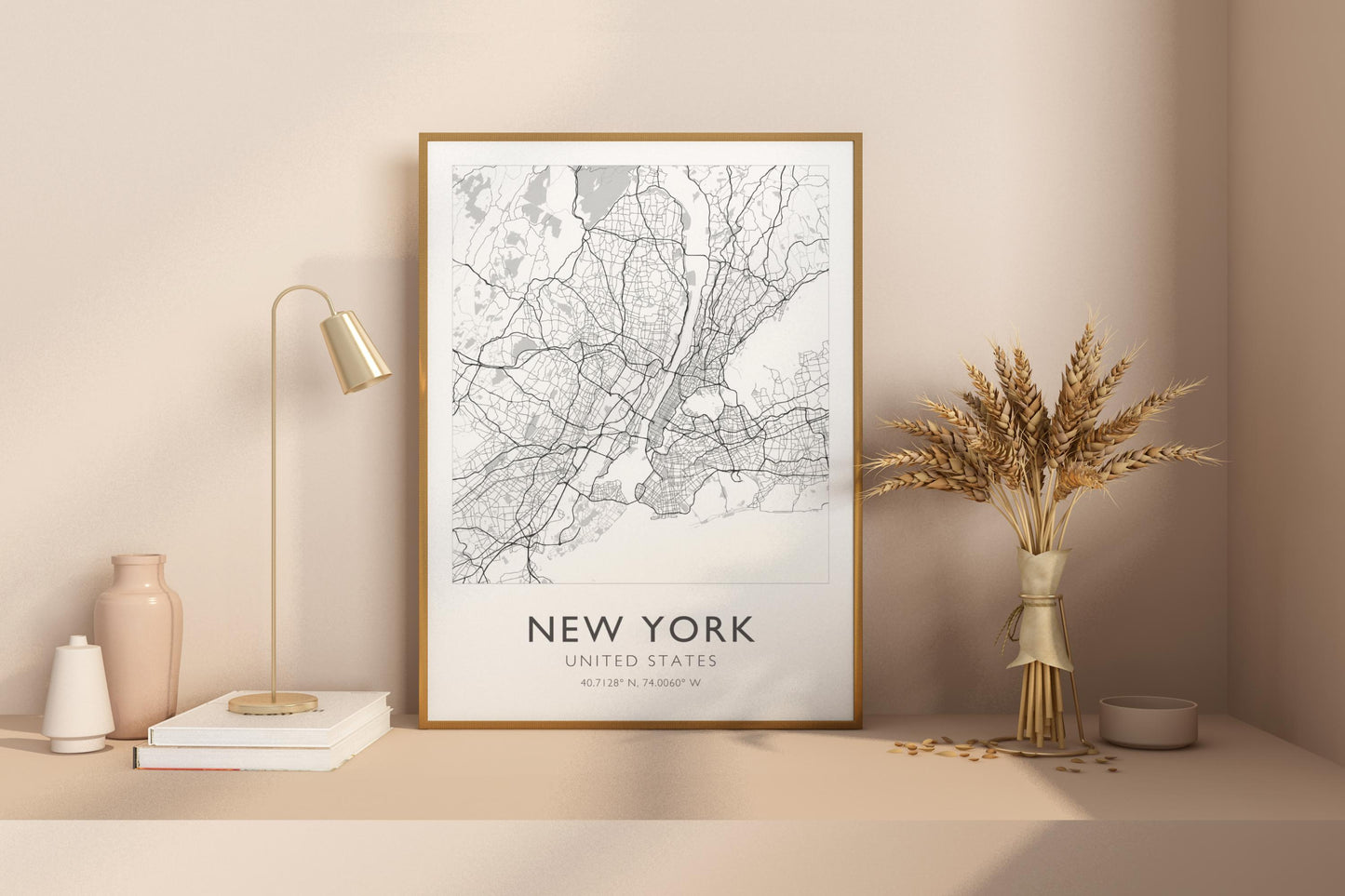 New York USA City Map Print Poster