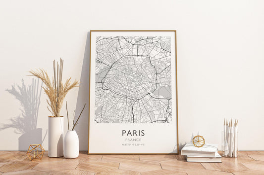 Paris France City Map Print Poster