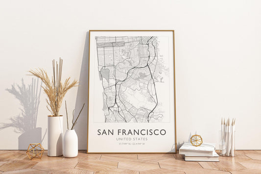 San Francisco California USA City Map Print Poster