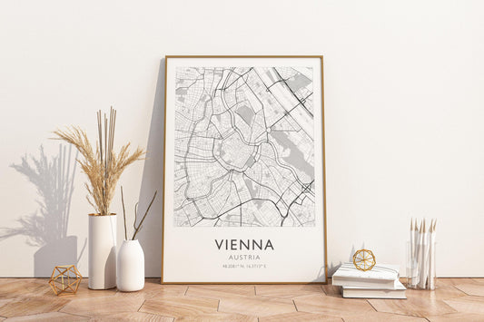 Vienna Austria Map Print Poster