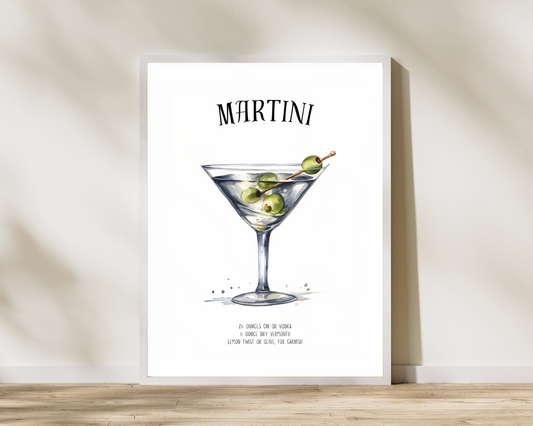 Martini Cocktail Poster Print - Pitchers Design