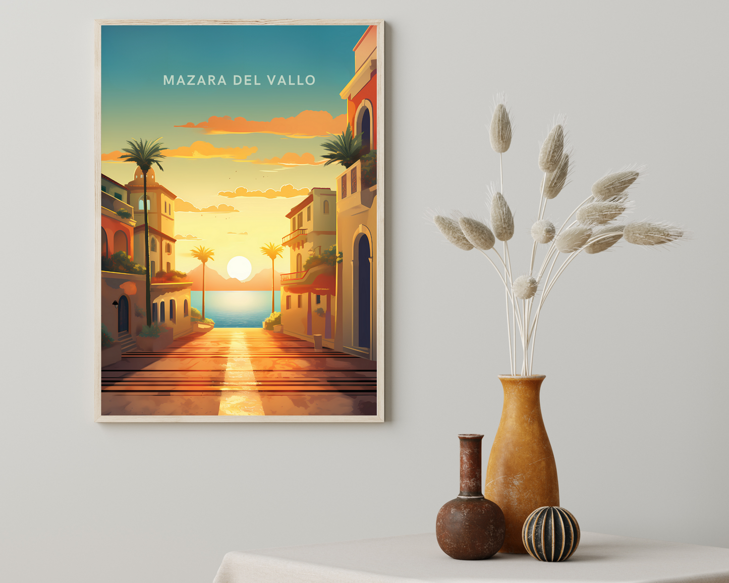 Mazara del Vallo Sicily Italy Travel Poster Print - Pitchers Design