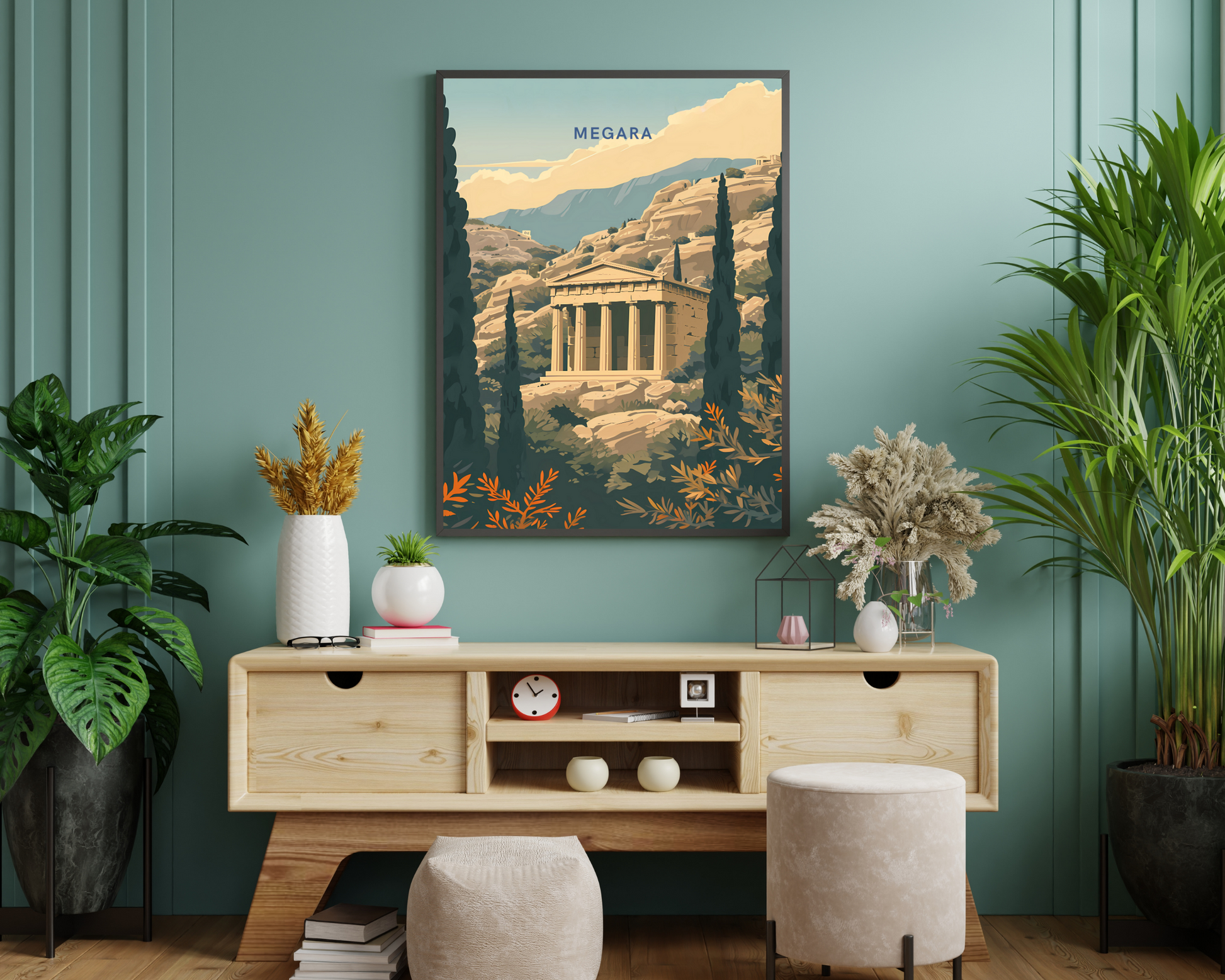 Megara Greece Travel Poster Print - Pitchers Design