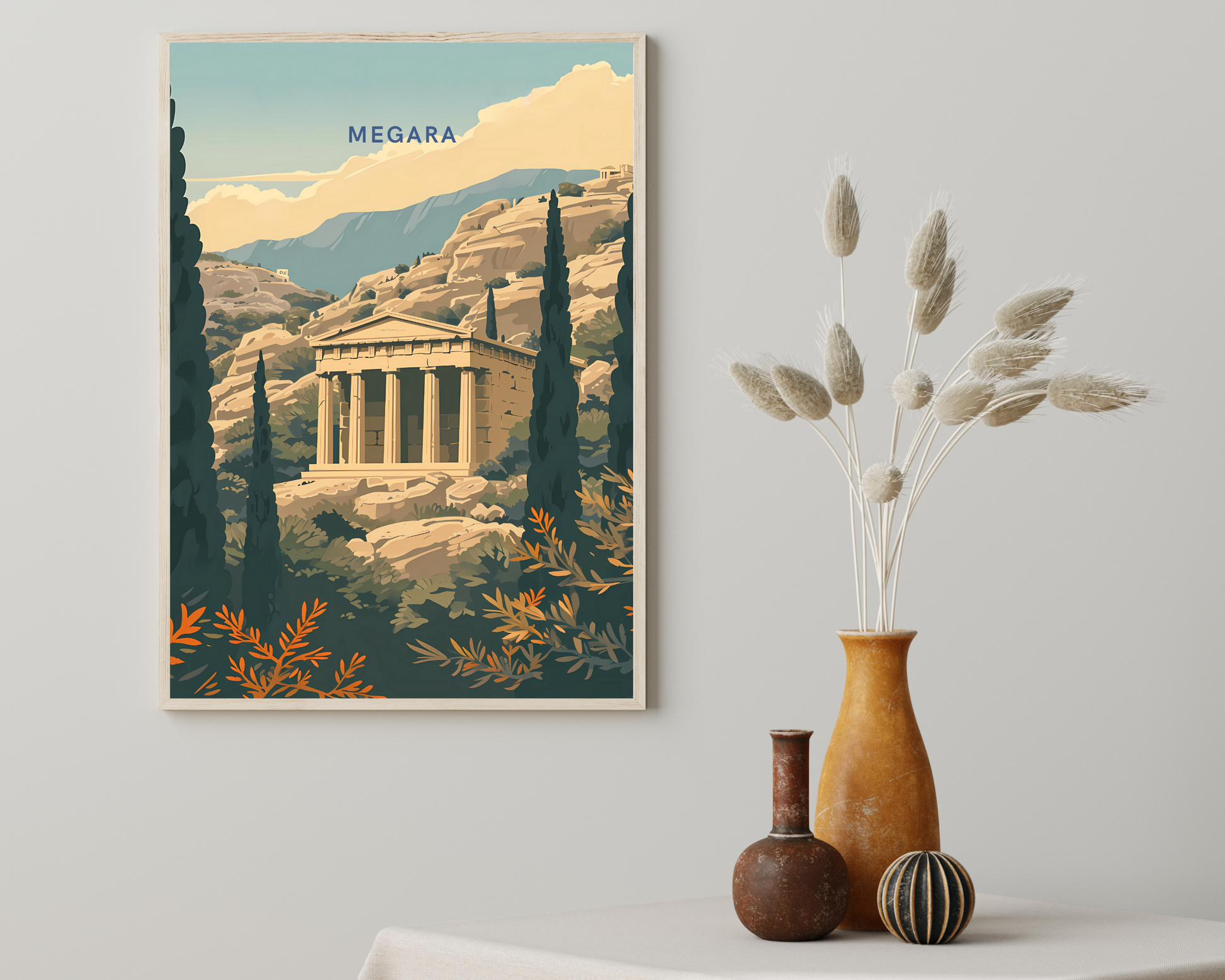 Megara Greece Travel Poster Print - Pitchers Design