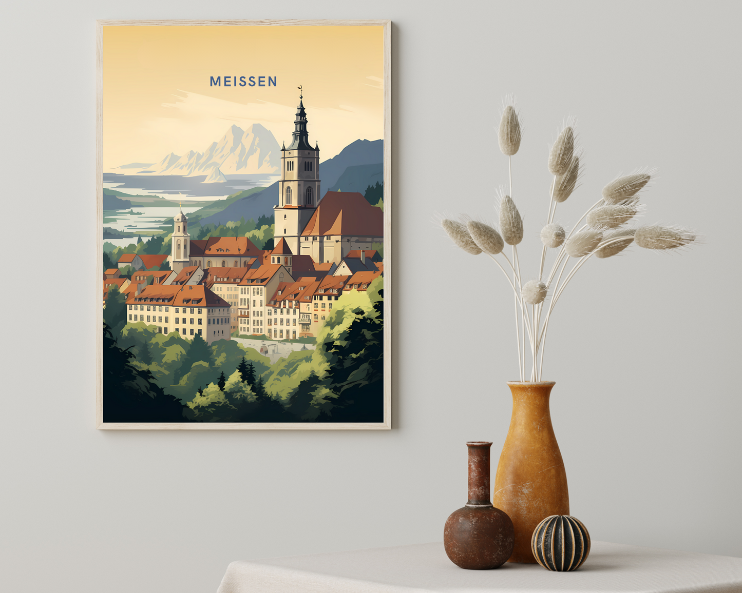 Meissen Germany Travel Poster Print - Pitchers Design