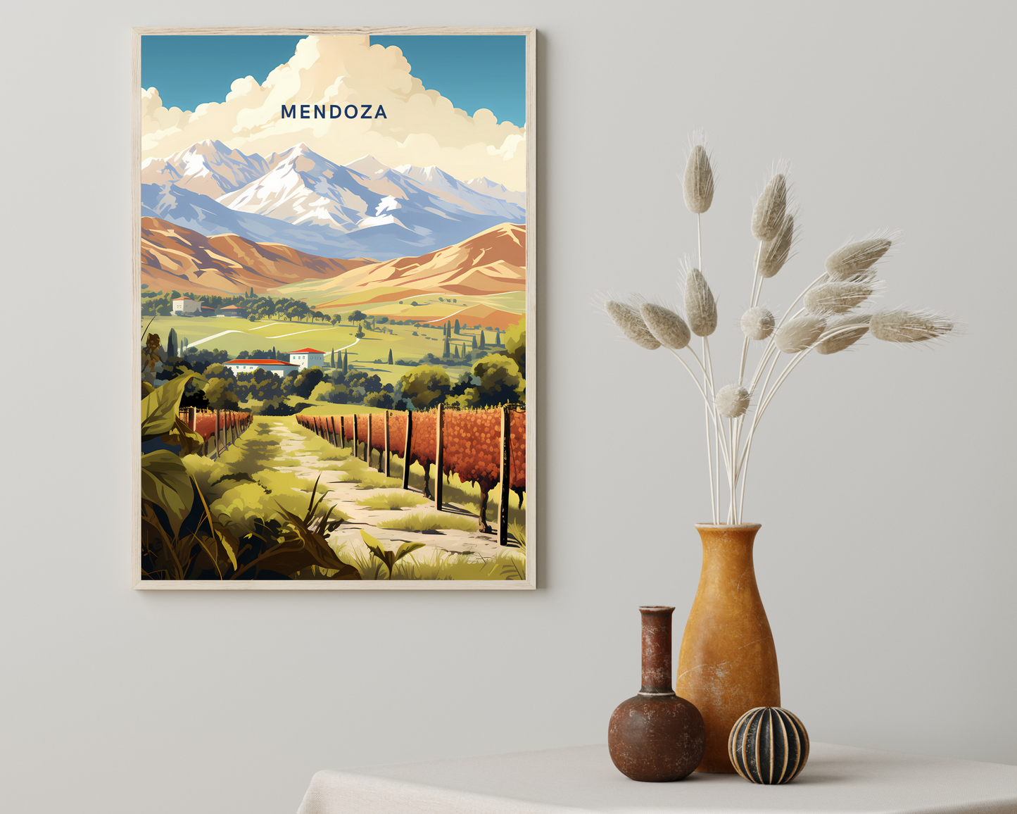 Mendoza Argentina Travel Poster Print - Pitchers Design