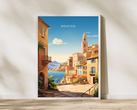 Menton France Travel Poster Print - Pitchers Design