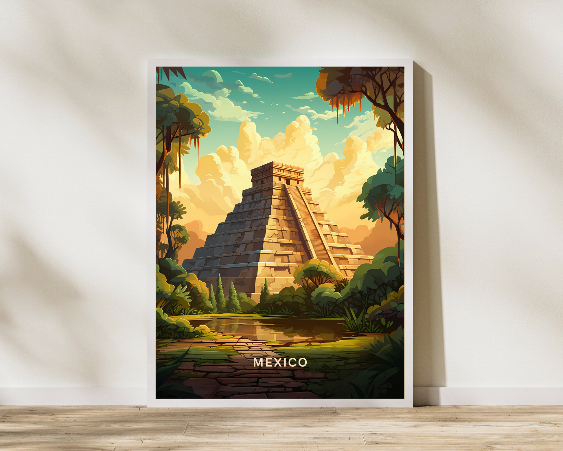 Mexico Ruins Chichen Itza Tulum Travel Poster Print - Pitchers Design