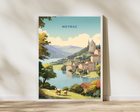 Meymac France Travel Poster Print - Pitchers Design