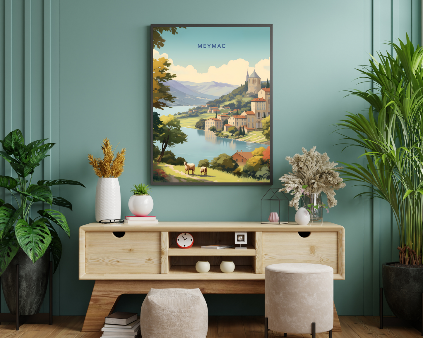 Meymac France Travel Poster Print - Pitchers Design