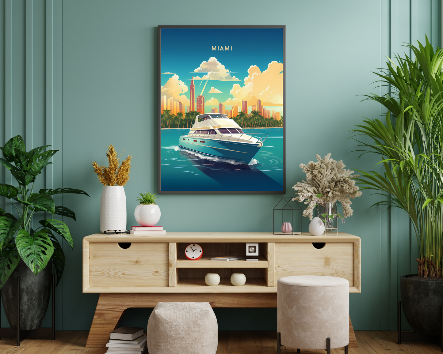 Miami Florida USA Travel Poster Print - Pitchers Design