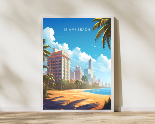 Miami Beach Florida USA Travel Poster Print - Pitchers Design