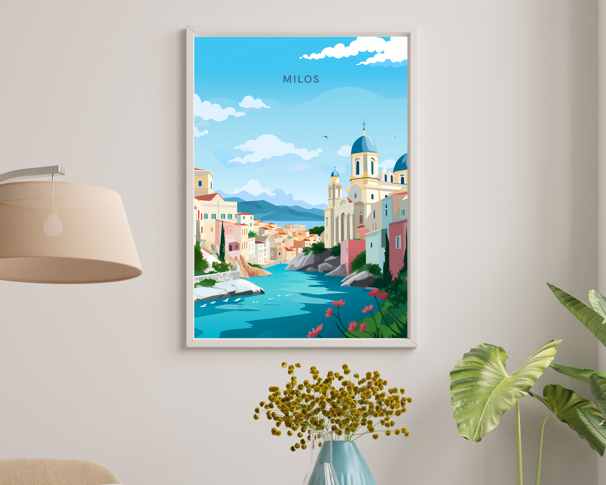 Milos Greece Travel Poster Print - Pitchers Design