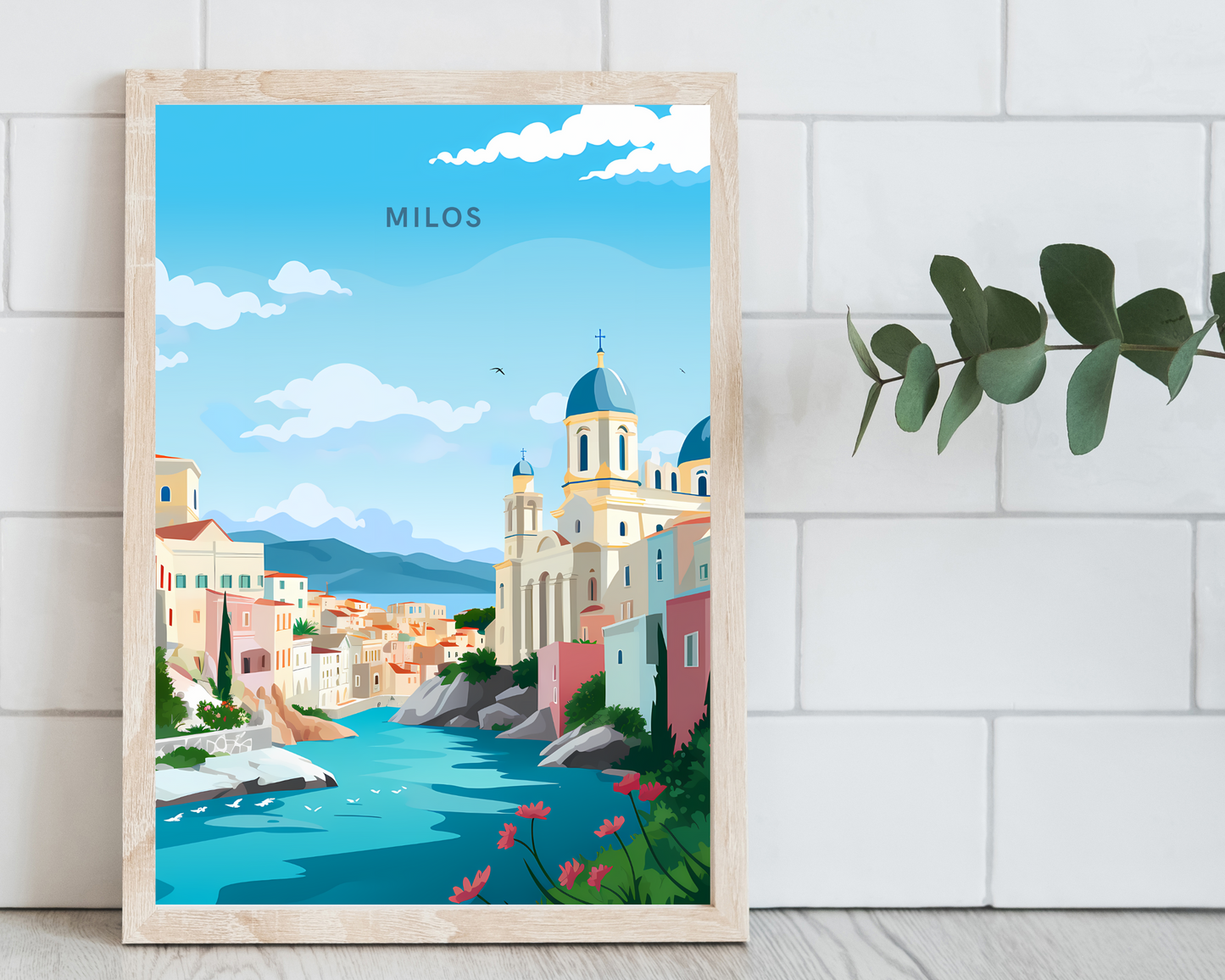 Milos Greece Travel Poster Print - Pitchers Design