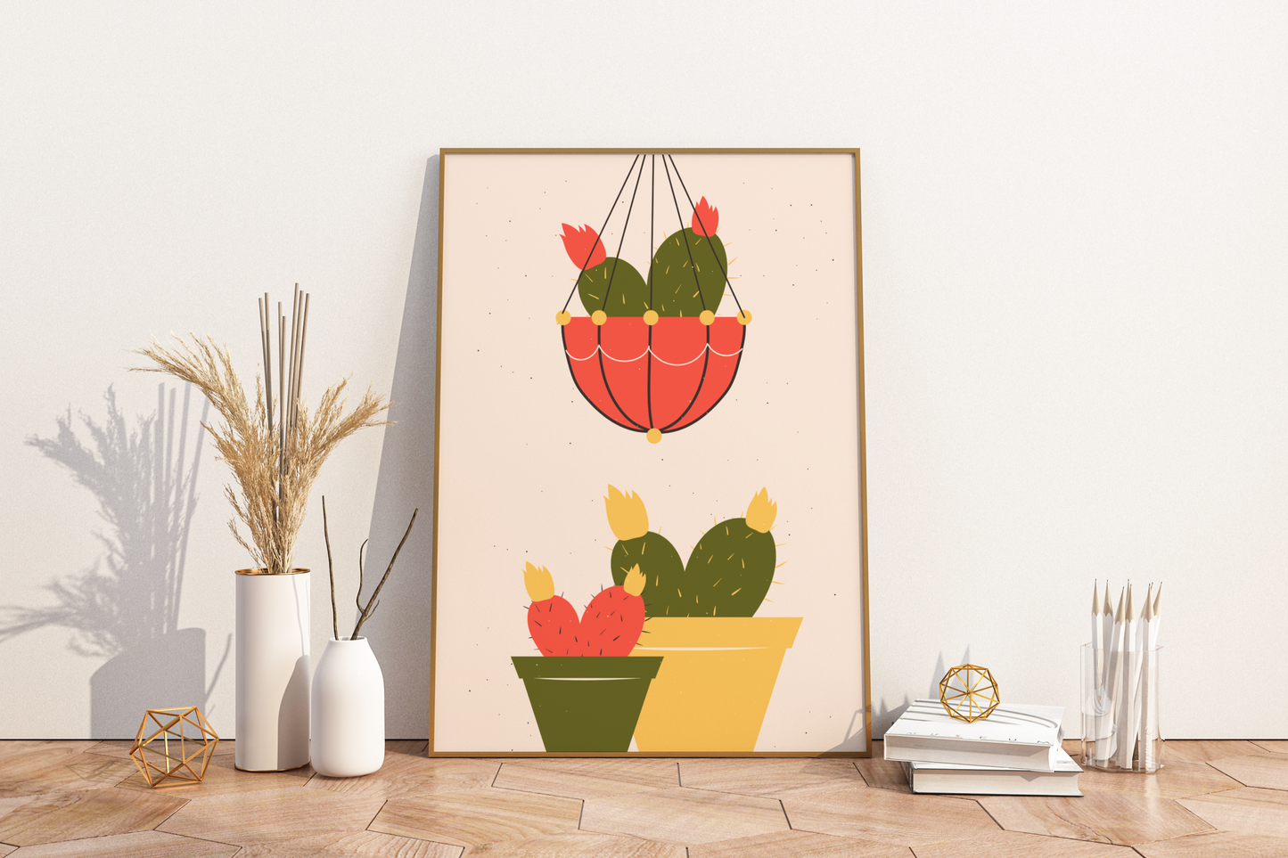 Minimal Colourful Cactus Print No.01 Botanical Print Poster - Pitchers Design