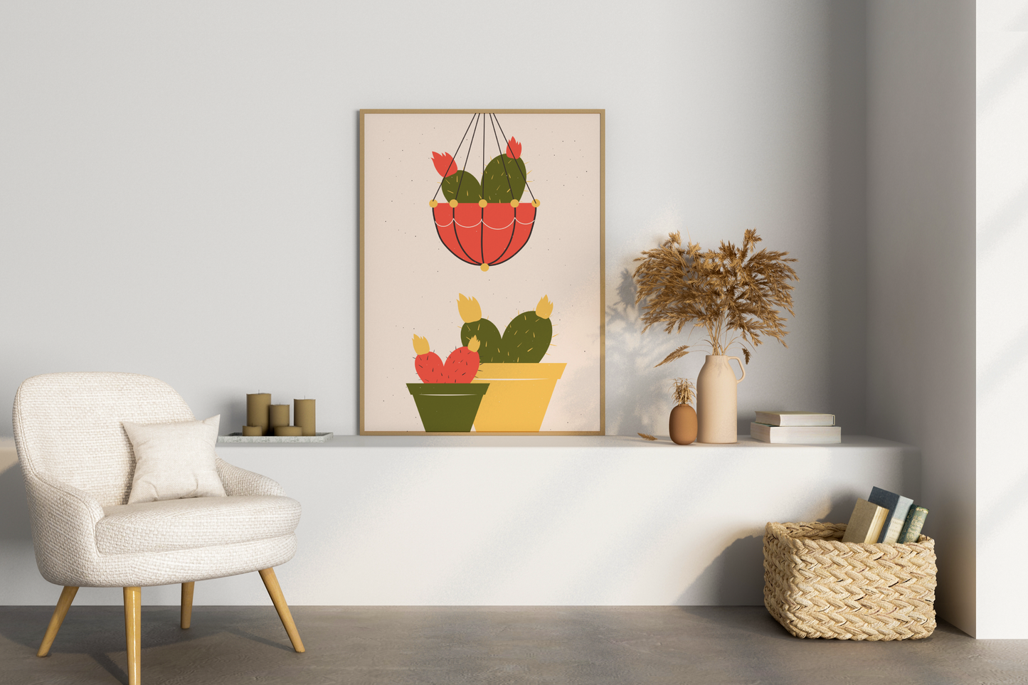 Minimal Colourful Cactus Print No.01 Botanical Print Poster - Pitchers Design