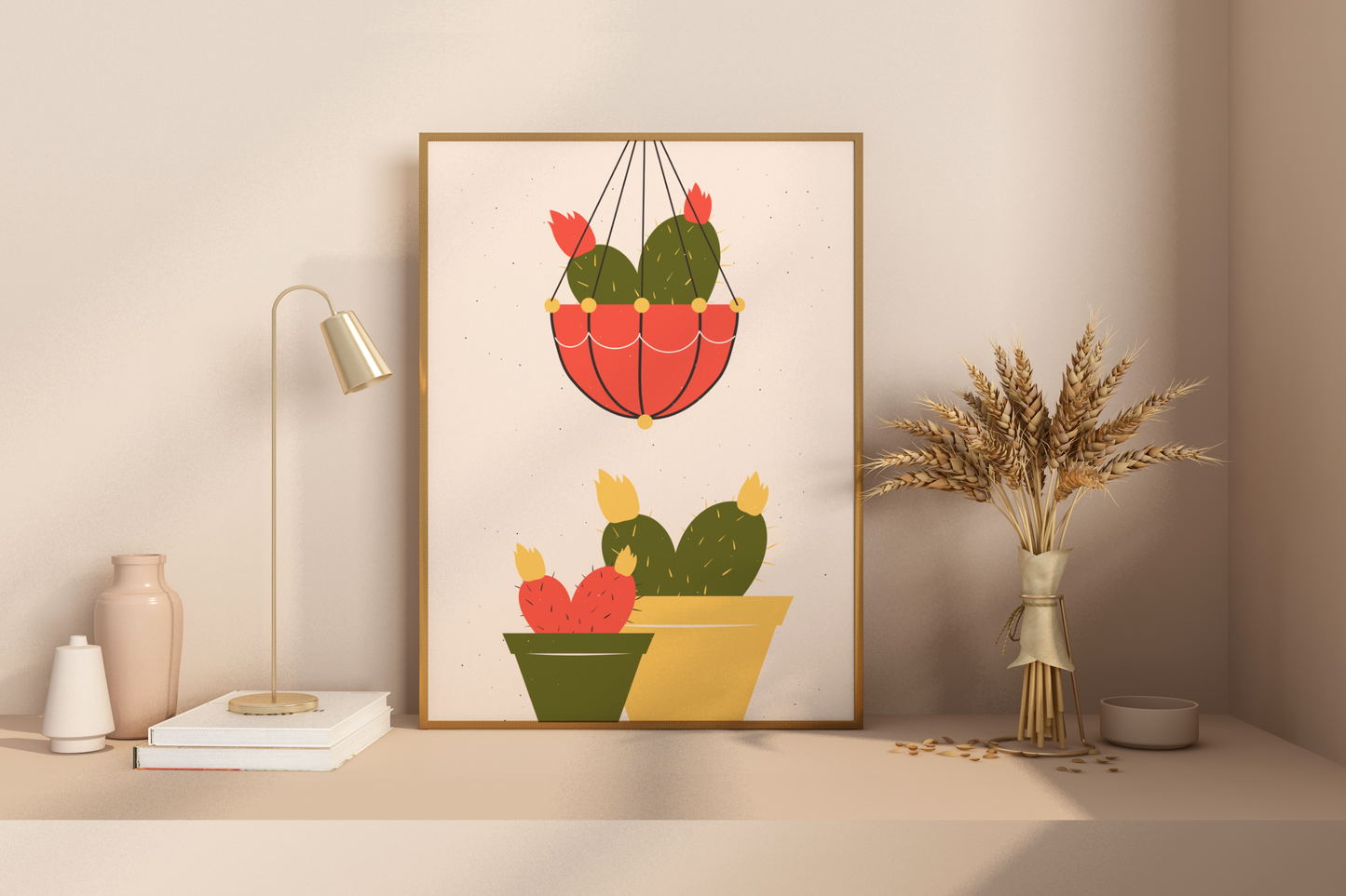 Minimal Colourful Cactus Print No.01 Botanical Print Poster - Pitchers Design