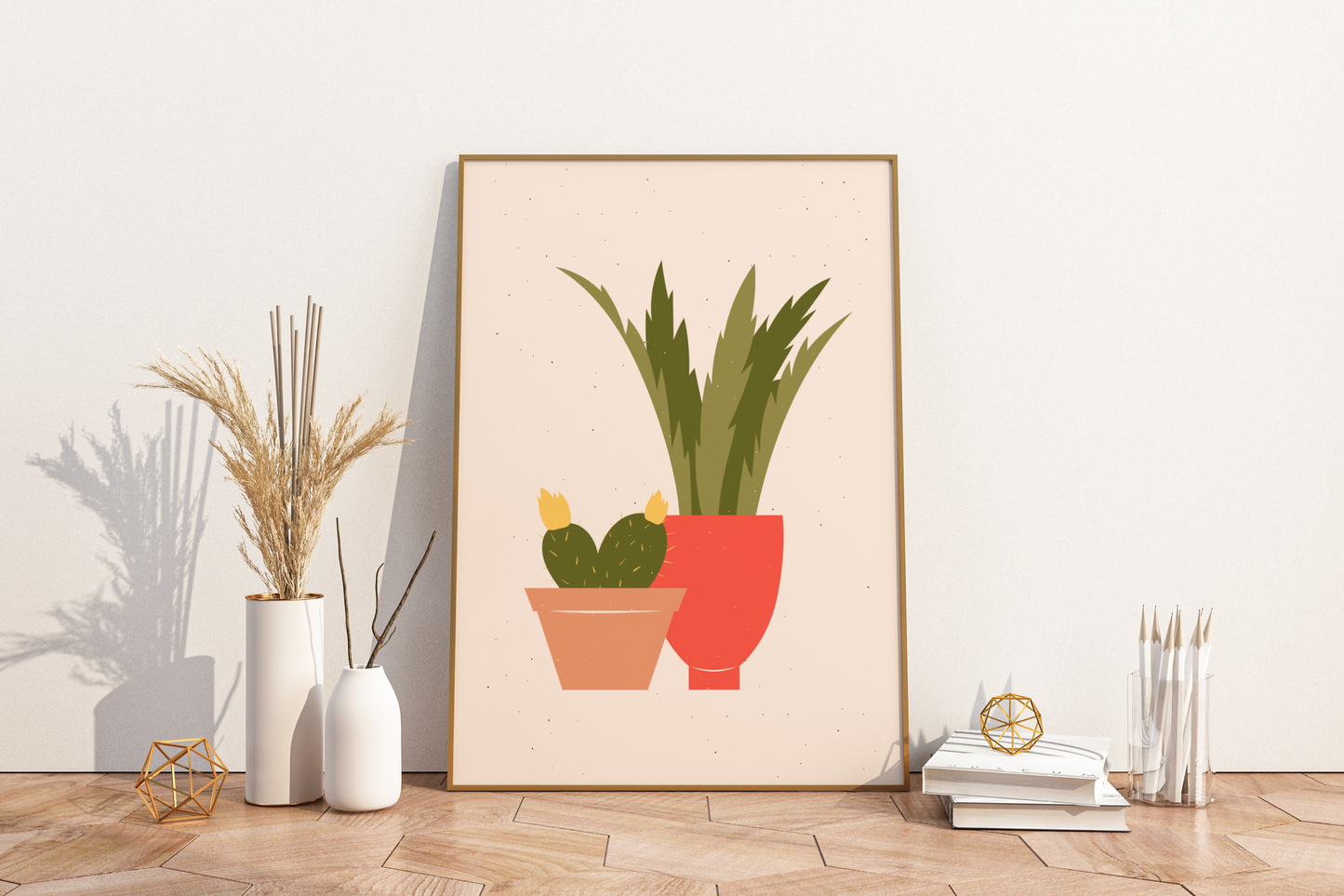 Minimal Colourful Cactus Print No.02 Botanical Print Poster - Pitchers Design