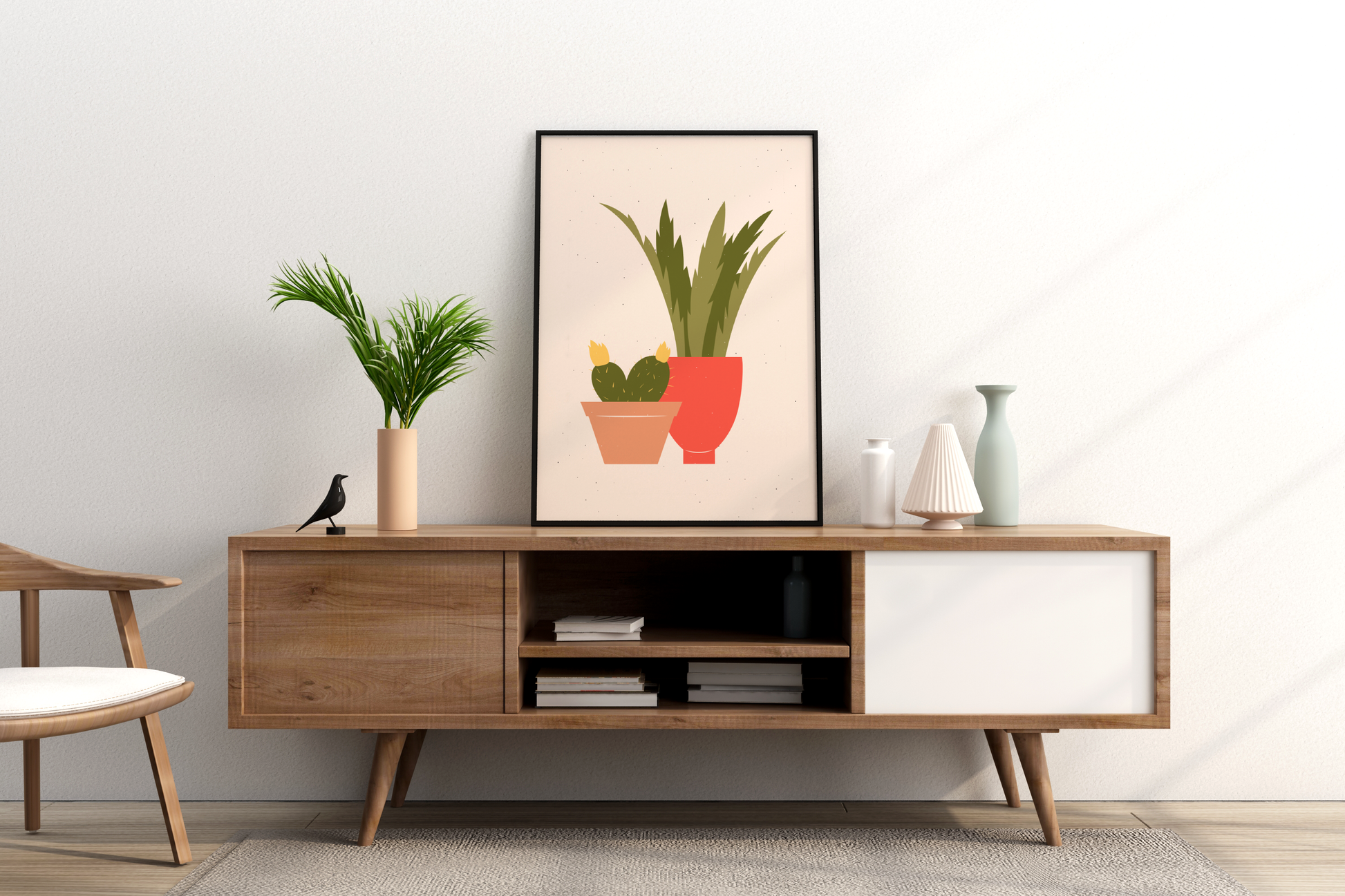 Minimal Colourful Cactus Print No.02 Botanical Print Poster - Pitchers Design